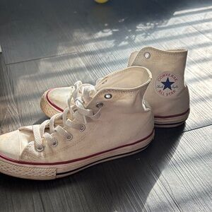 Converse Off-White High Tops with Red Accents